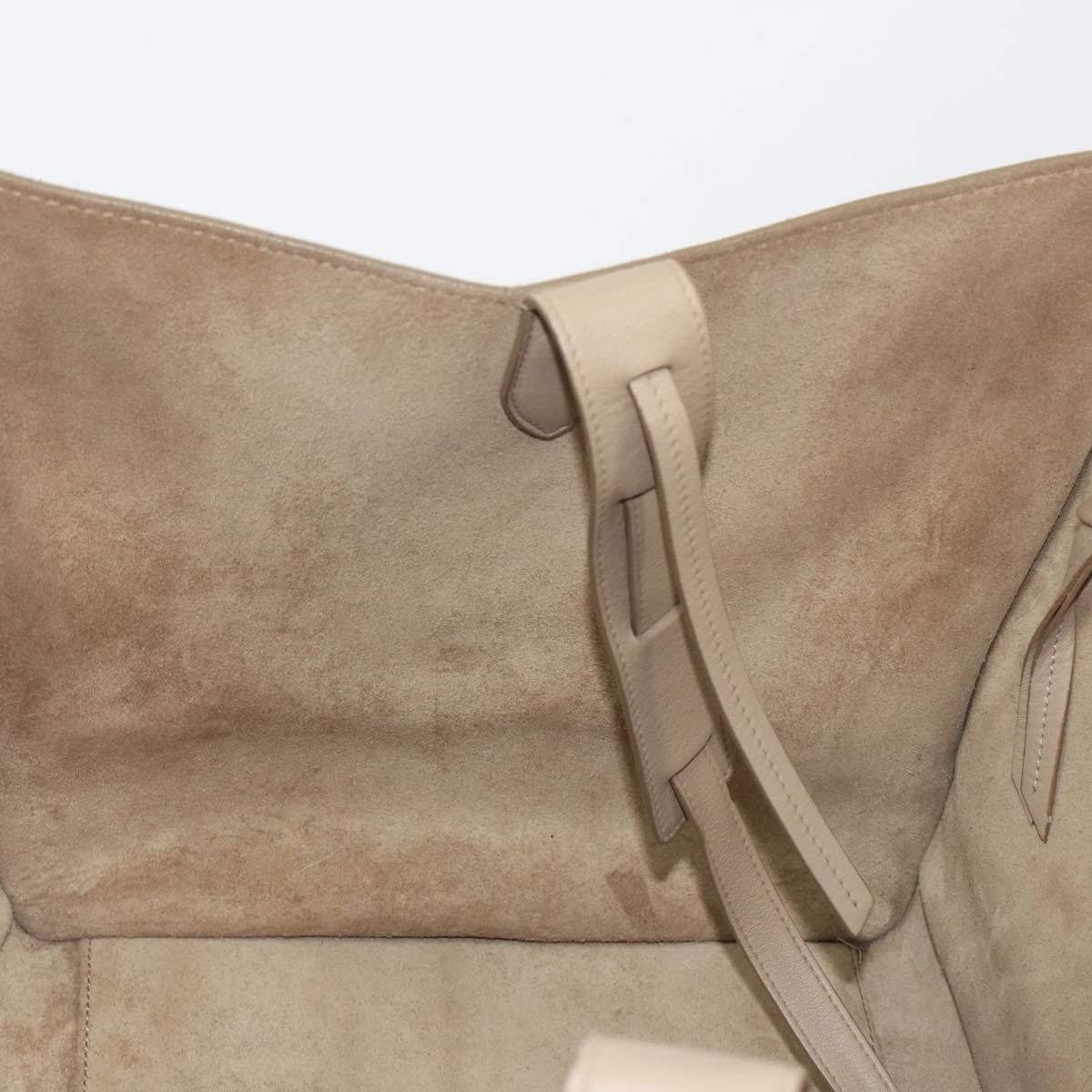 CELINE Luggage Phantom Hand Bag Leather Beige Gold Auth 186673A