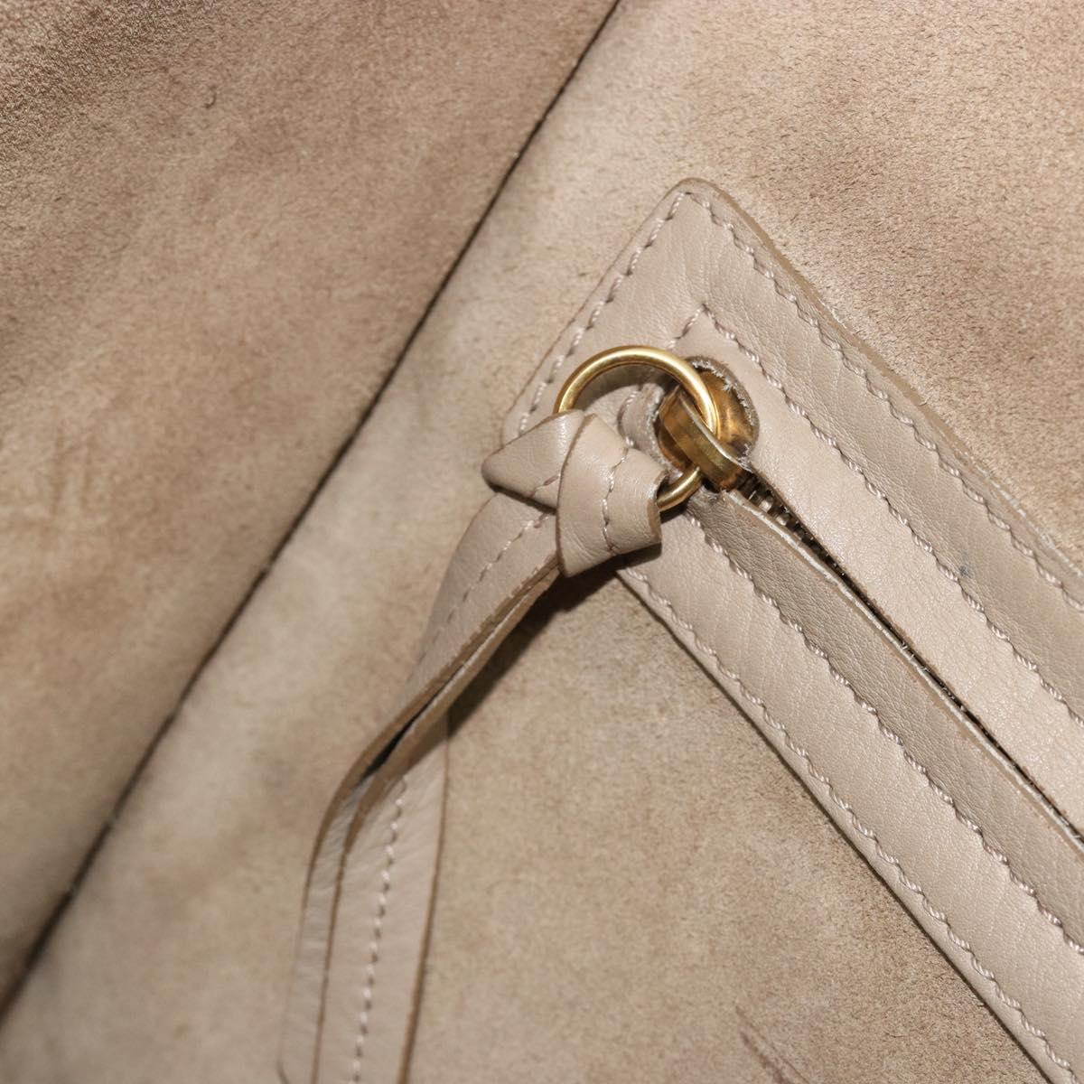 CELINE Luggage Phantom Hand Bag Leather Beige Gold Auth 186673A