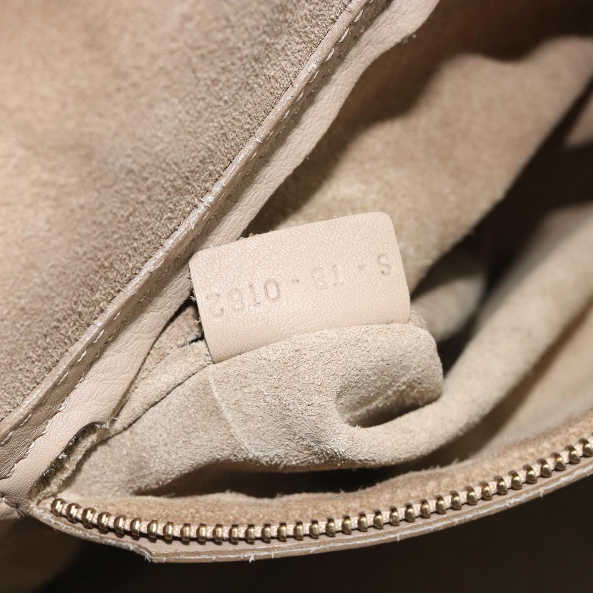 CELINE Luggage Phantom Hand Bag Leather Beige Gold Auth 186673A
