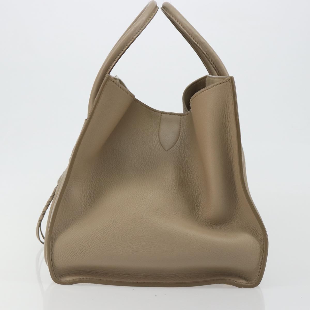CELINE Luggage Phantom Hand Bag Leather Beige Gold Auth 186673A