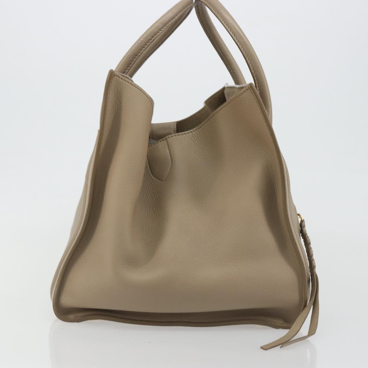 CELINE Luggage Phantom Hand Bag Leather Beige Gold Auth 186673A