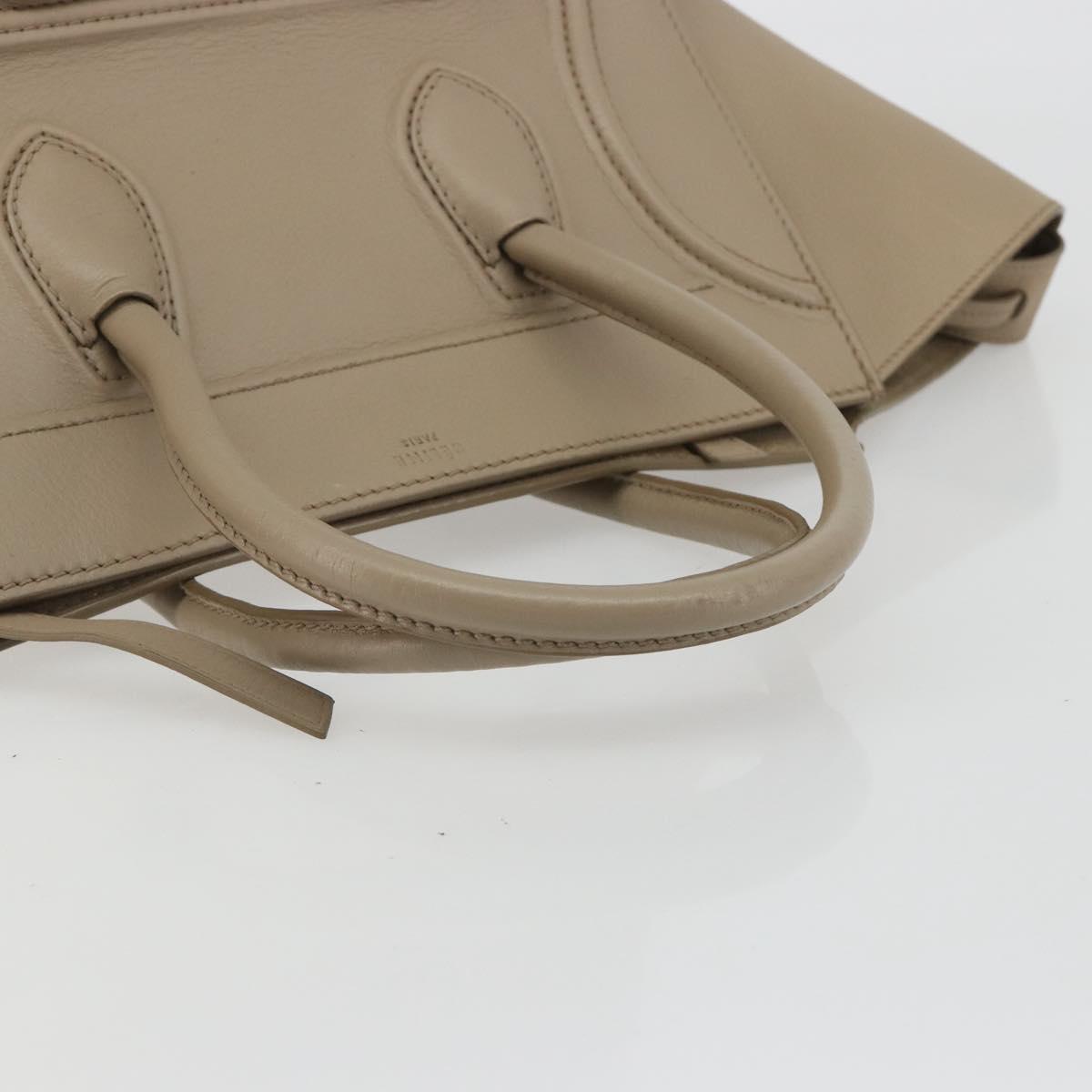 CELINE Luggage Phantom Hand Bag Leather Beige Gold Auth 186673A