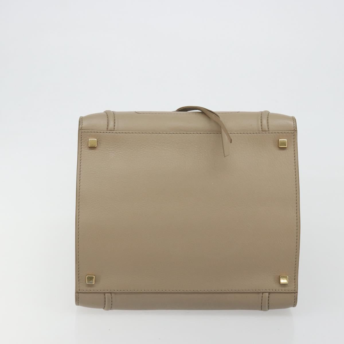 CELINE Luggage Phantom Hand Bag Leather Beige Gold Auth 186673A
