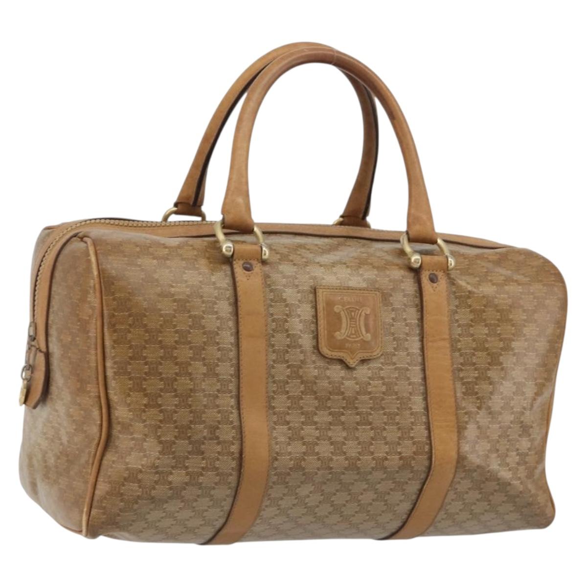 CELINE Macadam Canvas Hand Bag PVC Beige Gold Auth 186674