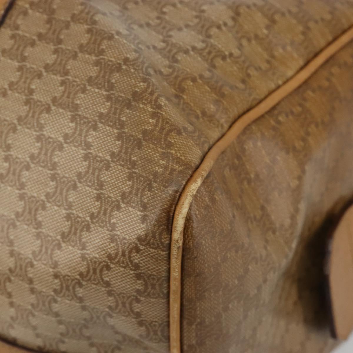 CELINE Macadam Canvas Hand Bag PVC Beige Gold Auth 186674