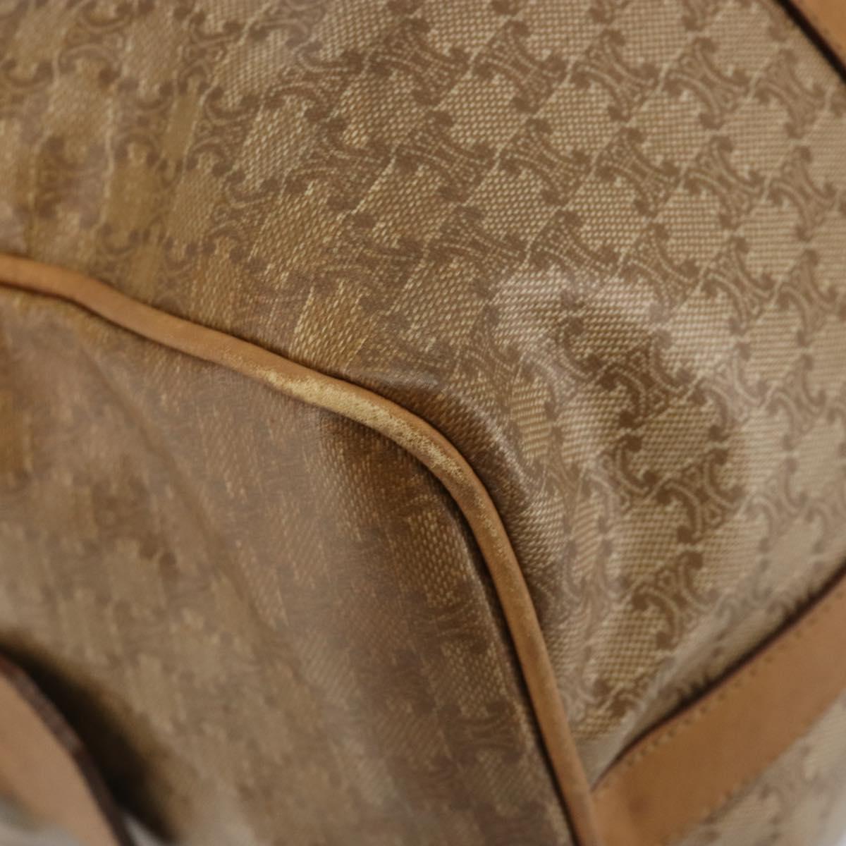 CELINE Macadam Canvas Hand Bag PVC Beige Gold Auth 186674