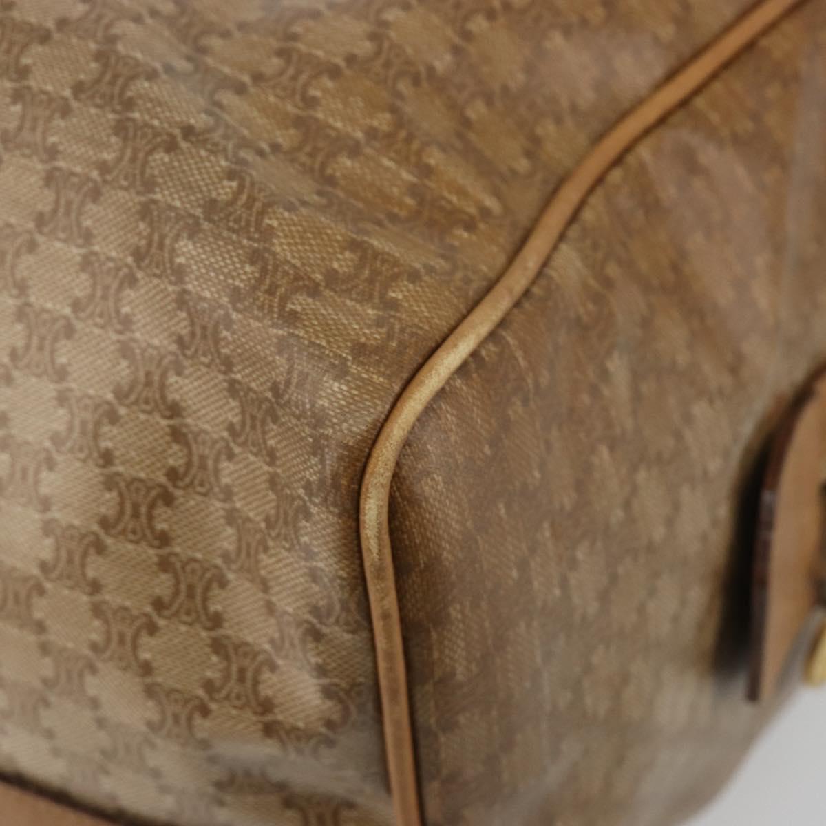 CELINE Macadam Canvas Hand Bag PVC Beige Gold Auth 186674