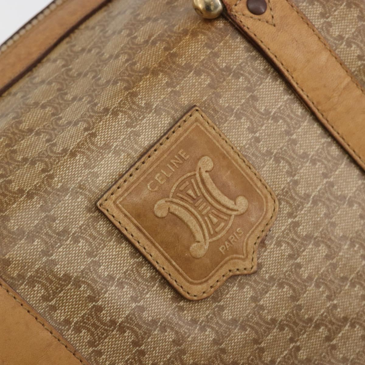 CELINE Macadam Canvas Hand Bag PVC Beige Gold Auth 186674