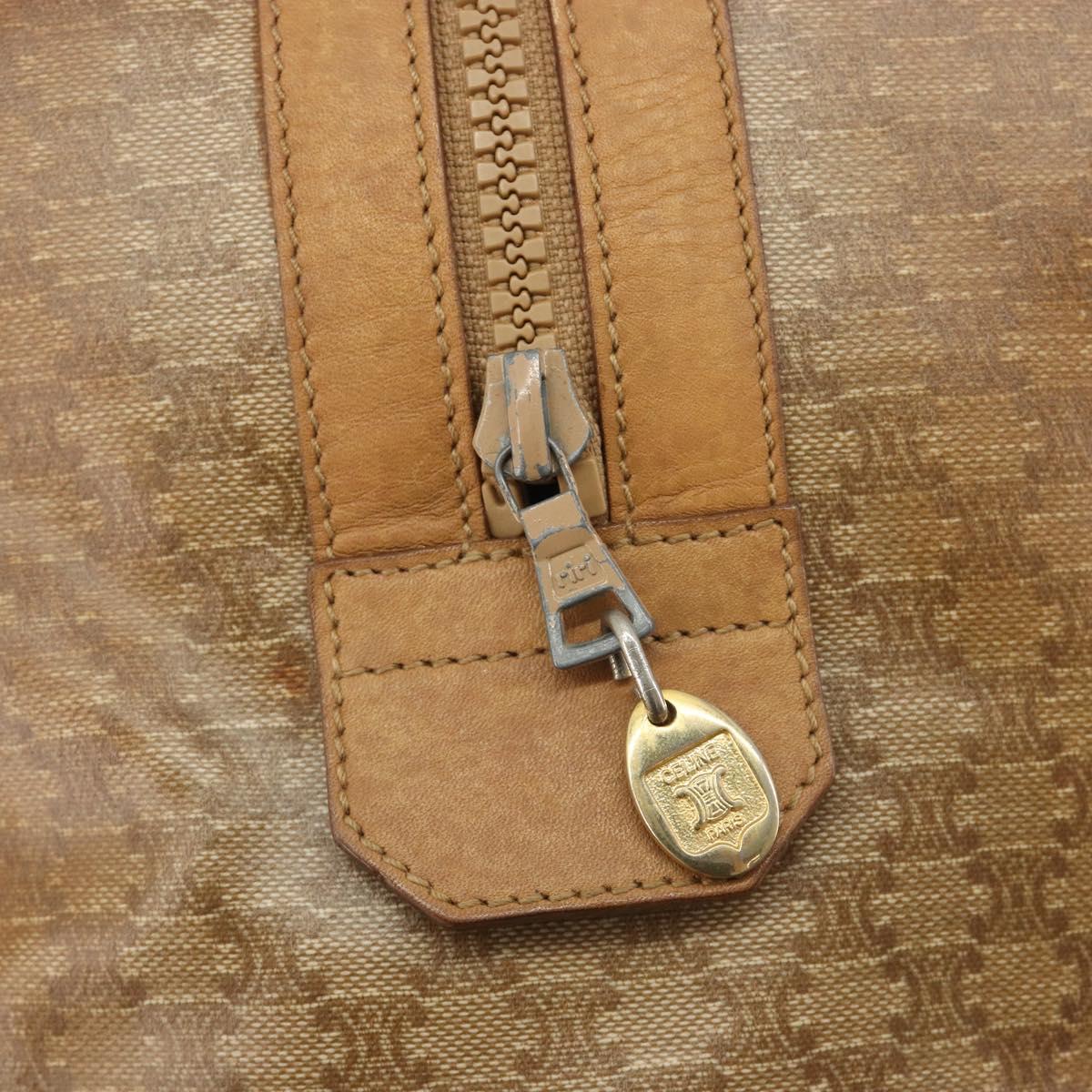 CELINE Macadam Canvas Hand Bag PVC Beige Gold Auth 186674