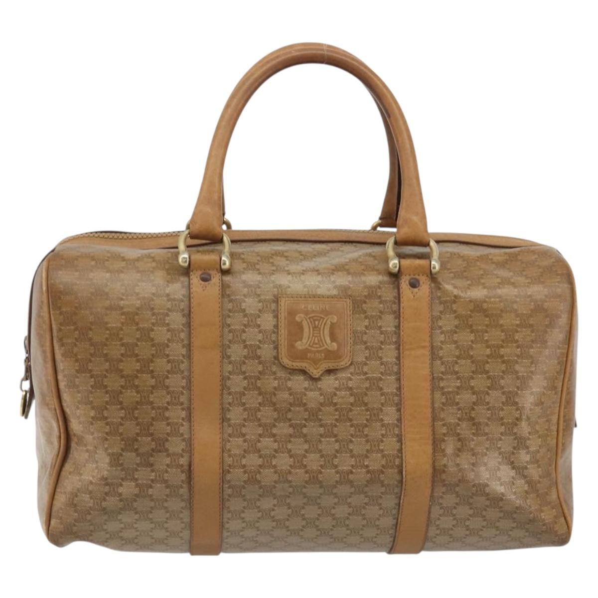 CELINE Macadam Canvas Hand Bag PVC Beige Gold Auth 186674