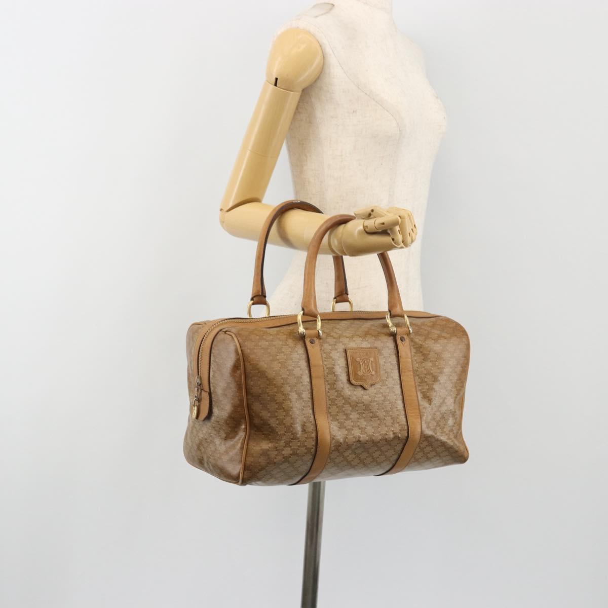 CELINE Macadam Canvas Hand Bag PVC Beige Gold Auth 186674