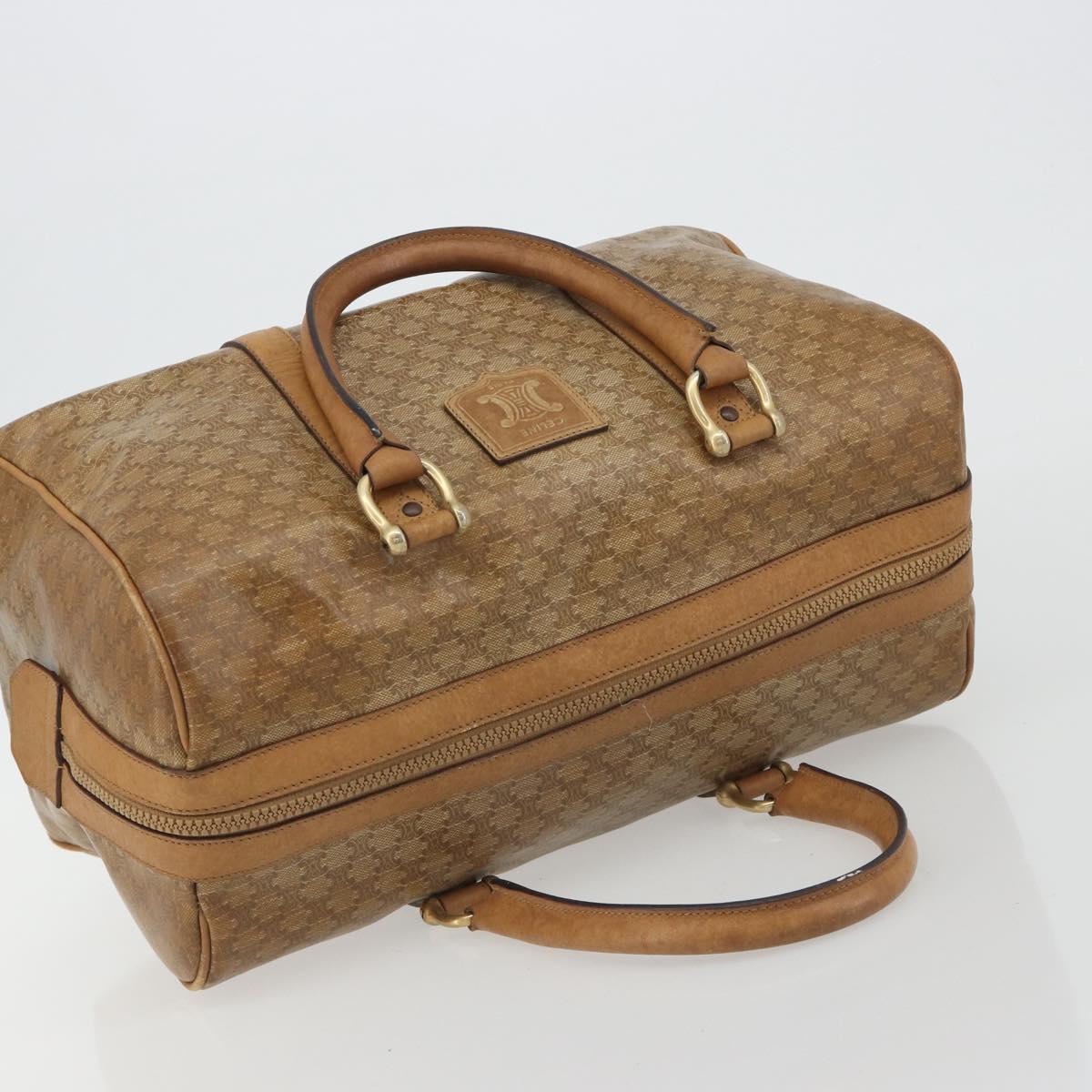 CELINE Macadam Canvas Hand Bag PVC Beige Gold Auth 186674