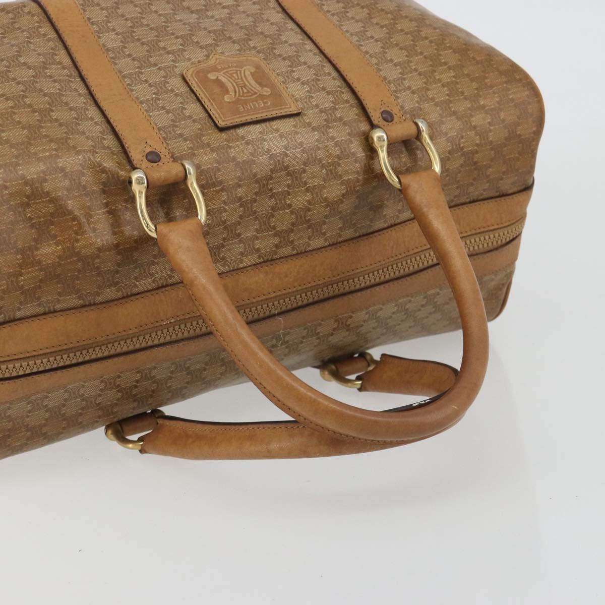 CELINE Macadam Canvas Hand Bag PVC Beige Gold Auth 186674