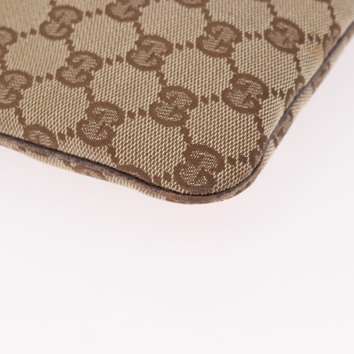 GUCCI GG Canvas Shoulder Bag Beige Silver 113013 Auth 186678