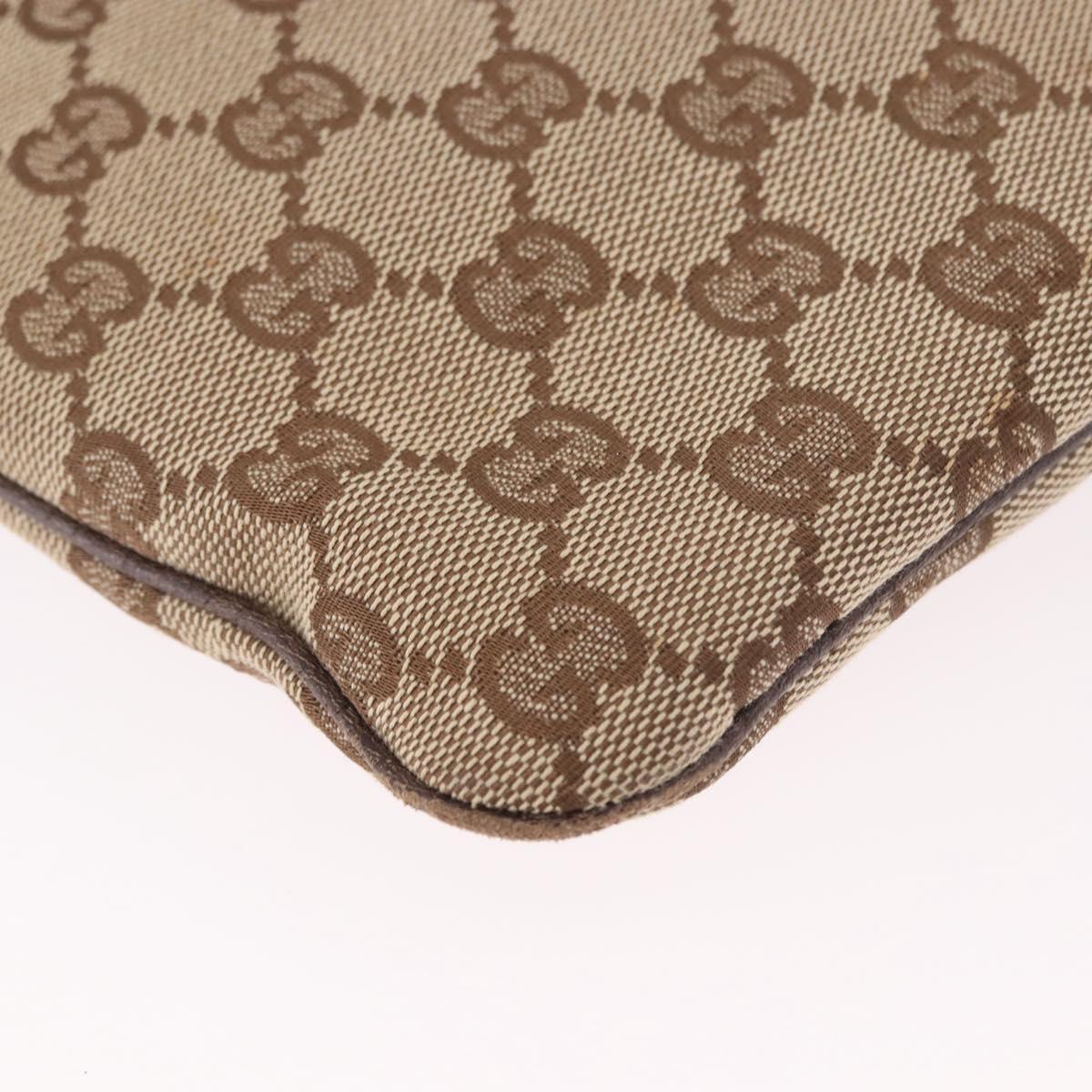 GUCCI GG Canvas Shoulder Bag Beige Silver 113013 Auth 186678