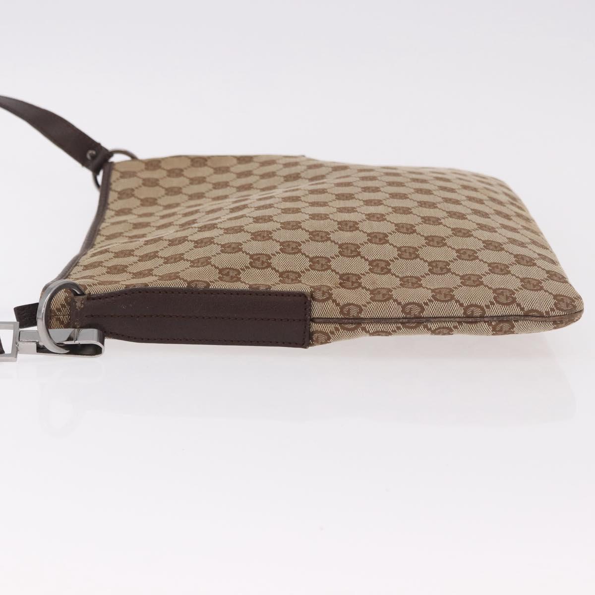 GUCCI GG Canvas Shoulder Bag Beige Silver 113013 Auth 186678