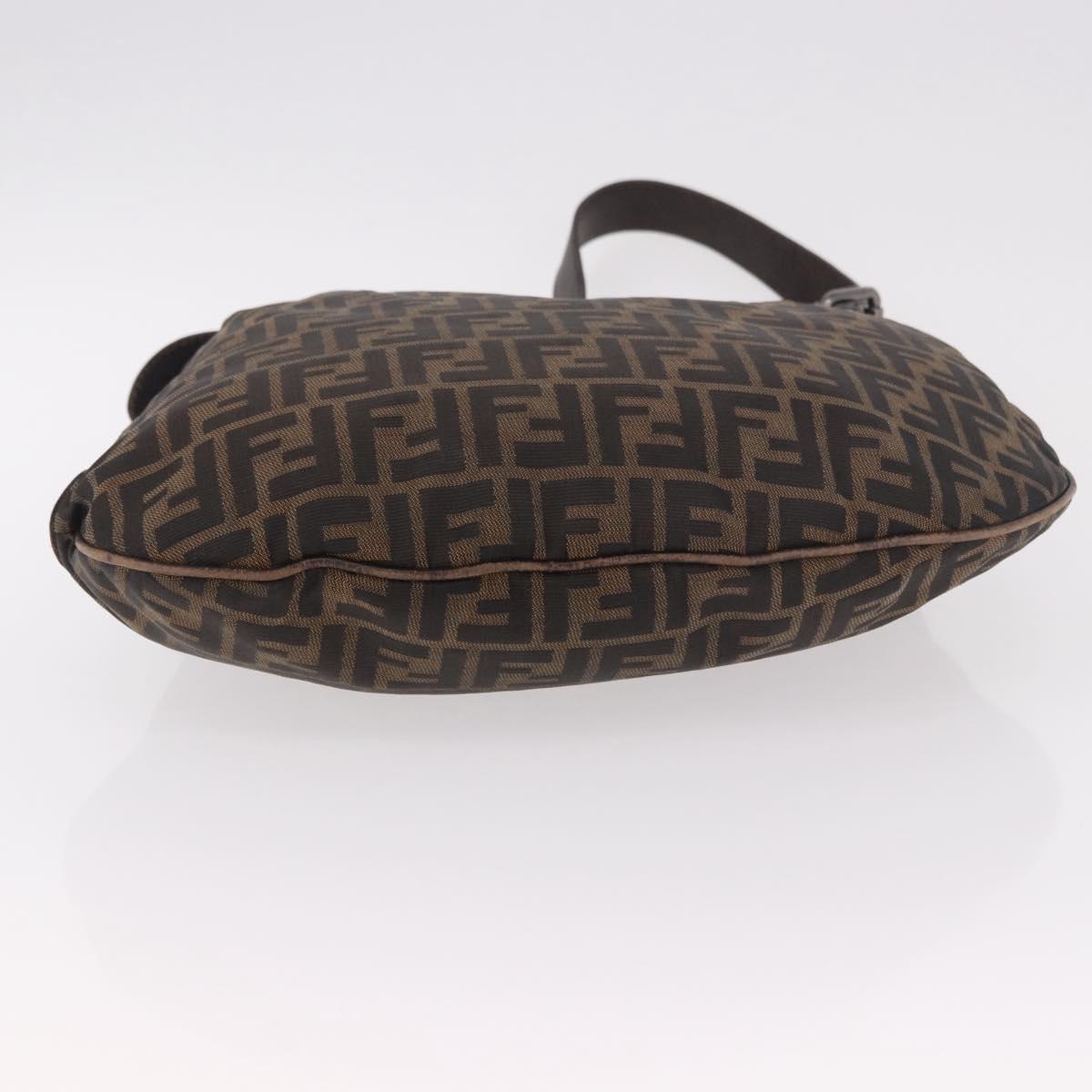 FENDI Zucca Canvas Mamma Baguette Shoulder Bag Brown Black Auth 186679