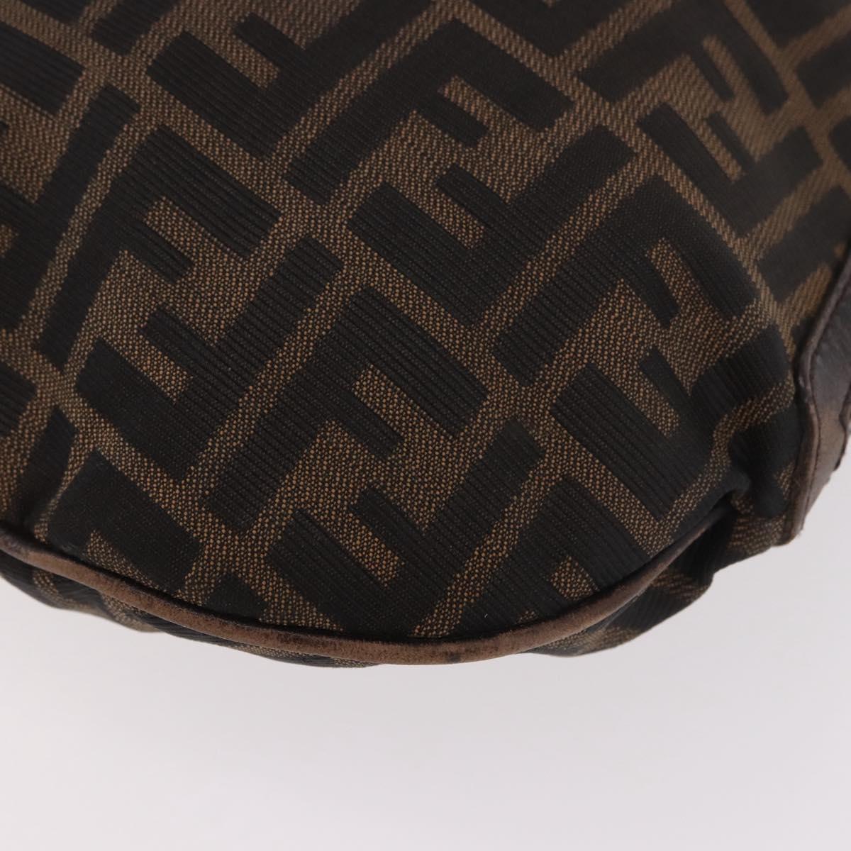 FENDI Zucca Canvas Mamma Baguette Shoulder Bag Brown Black Auth 186679