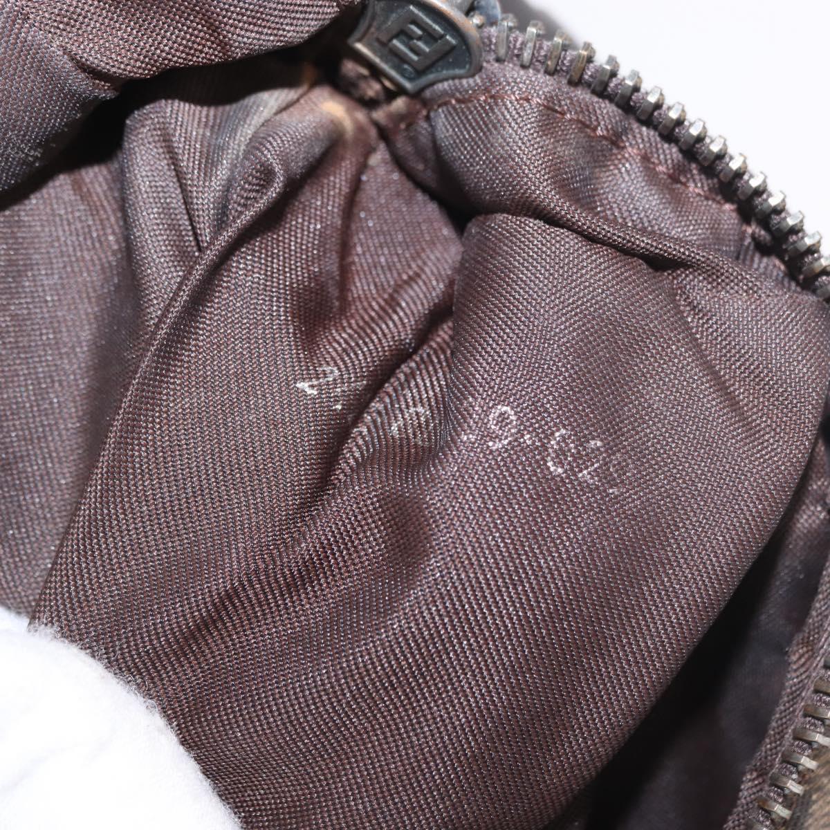 FENDI Zucca Canvas Mamma Baguette Shoulder Bag Brown Black Auth 186679