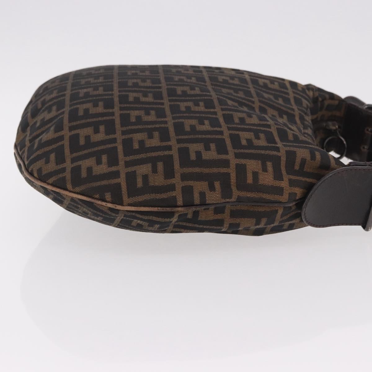FENDI Zucca Canvas Mamma Baguette Shoulder Bag Brown Black Auth 186679