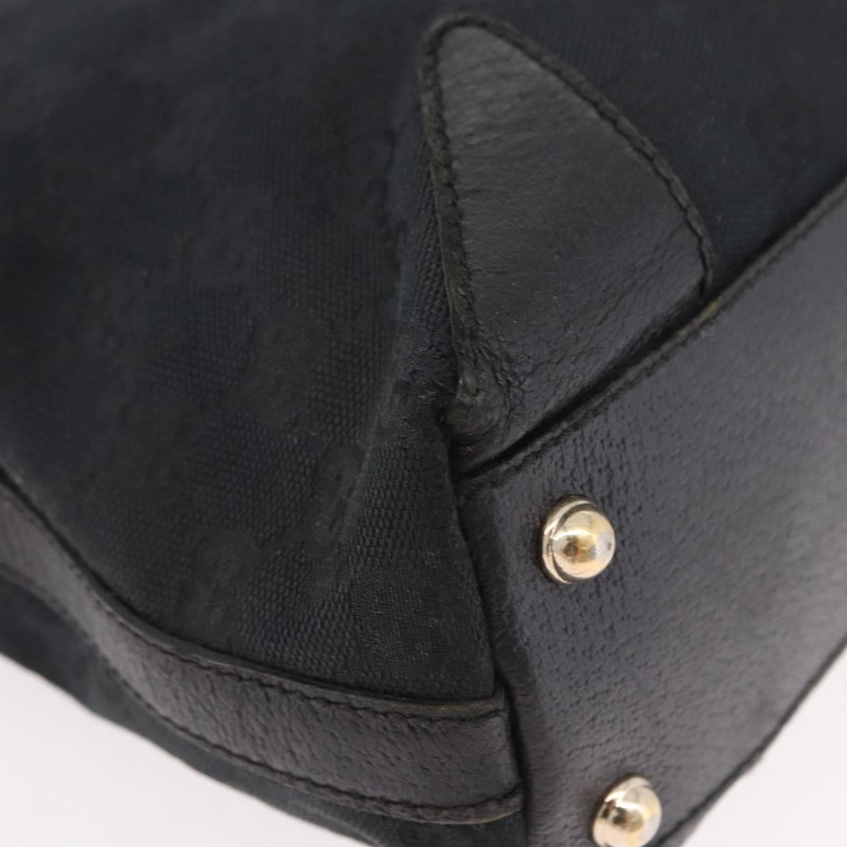 GUCCI GG Canvas Hand Bag Black Gold 153024 Auth 186680