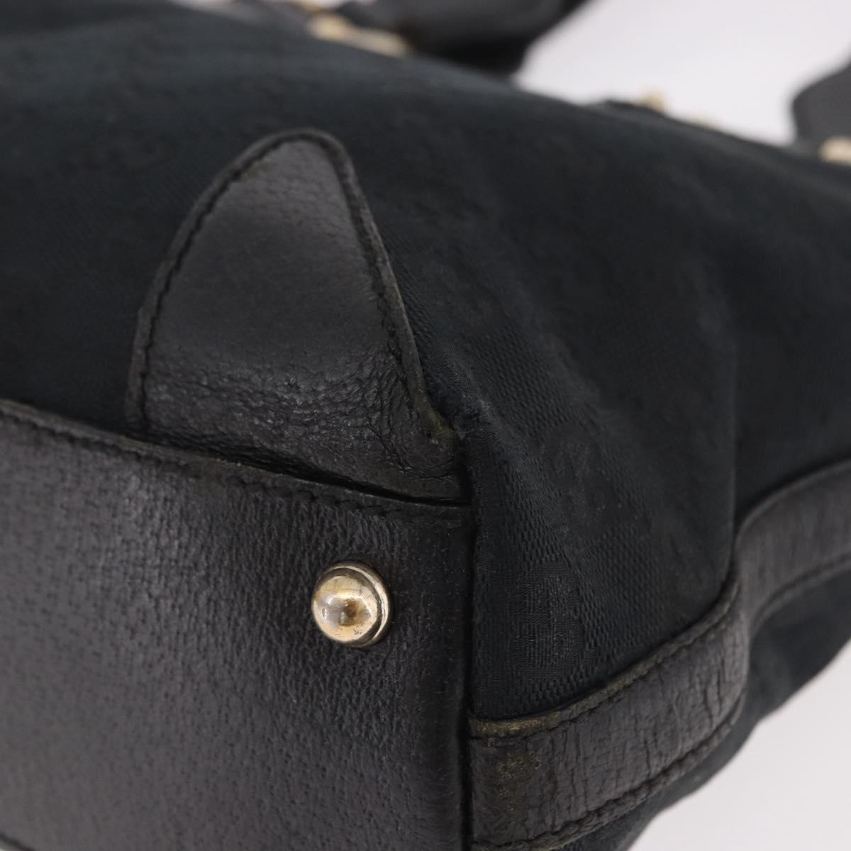 GUCCI GG Canvas Hand Bag Black Gold 153024 Auth 186680