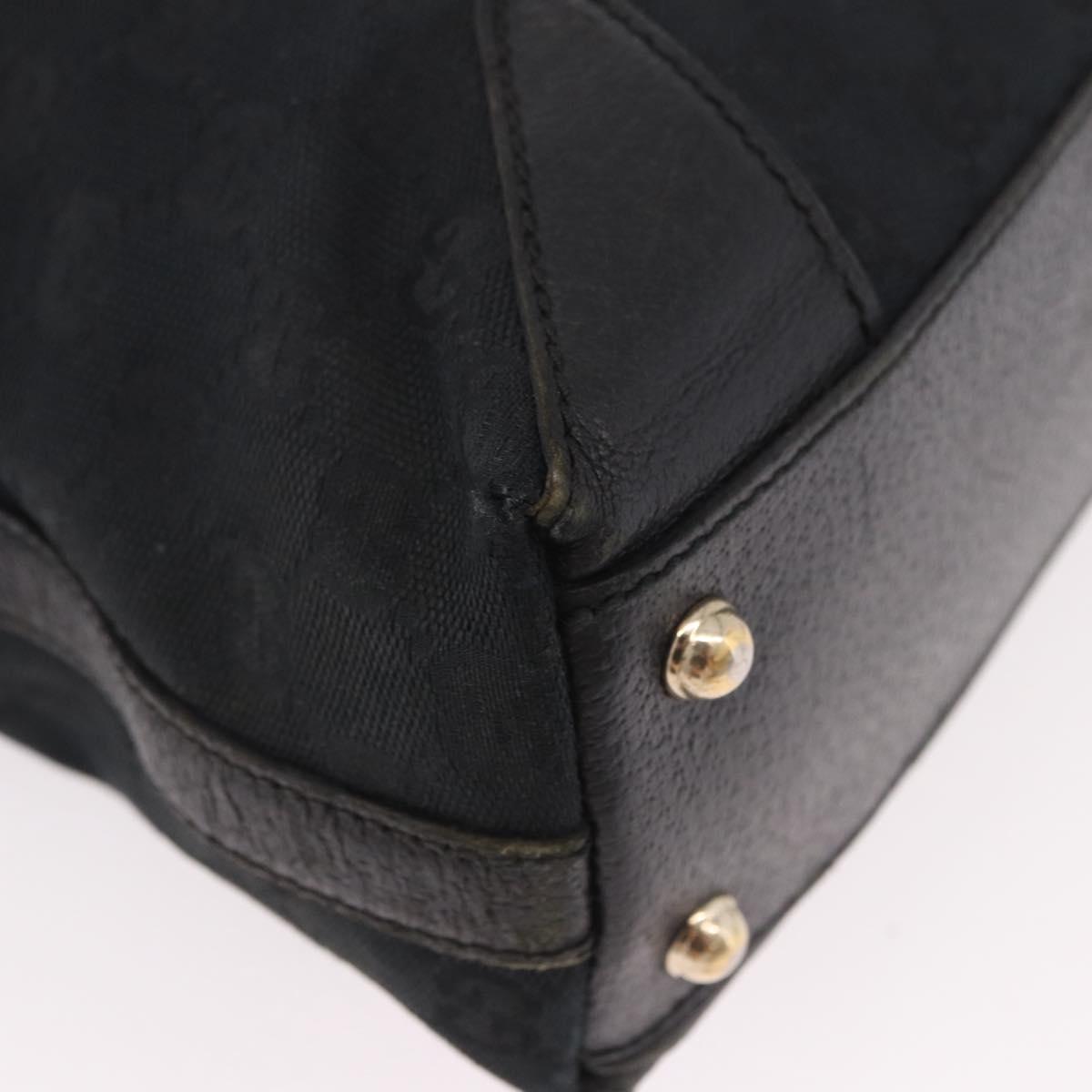 GUCCI GG Canvas Hand Bag Black Gold 153024 Auth 186680