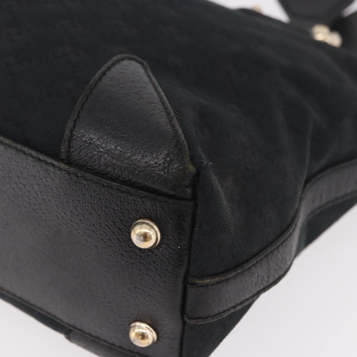 GUCCI GG Canvas Hand Bag Black Gold 153024 Auth 186680