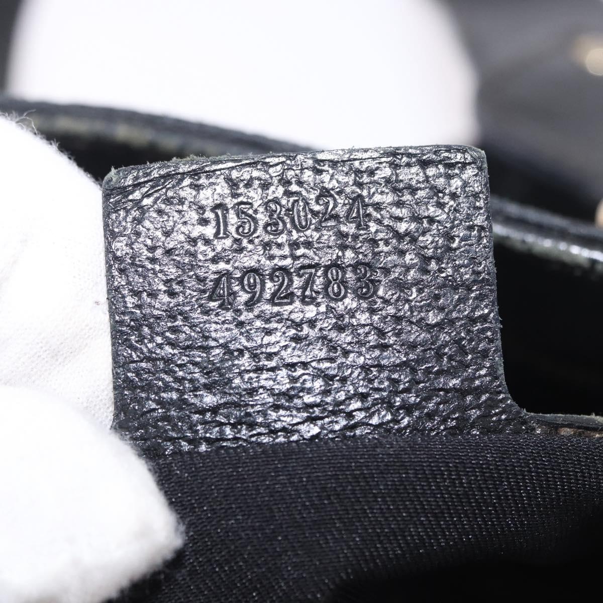 GUCCI GG Canvas Hand Bag Black Gold 153024 Auth 186680