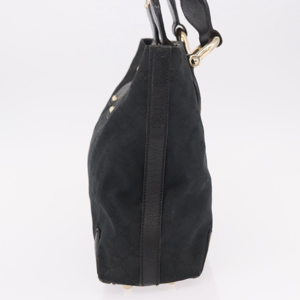 GUCCI GG Canvas Hand Bag Black Gold 153024 Auth 186680