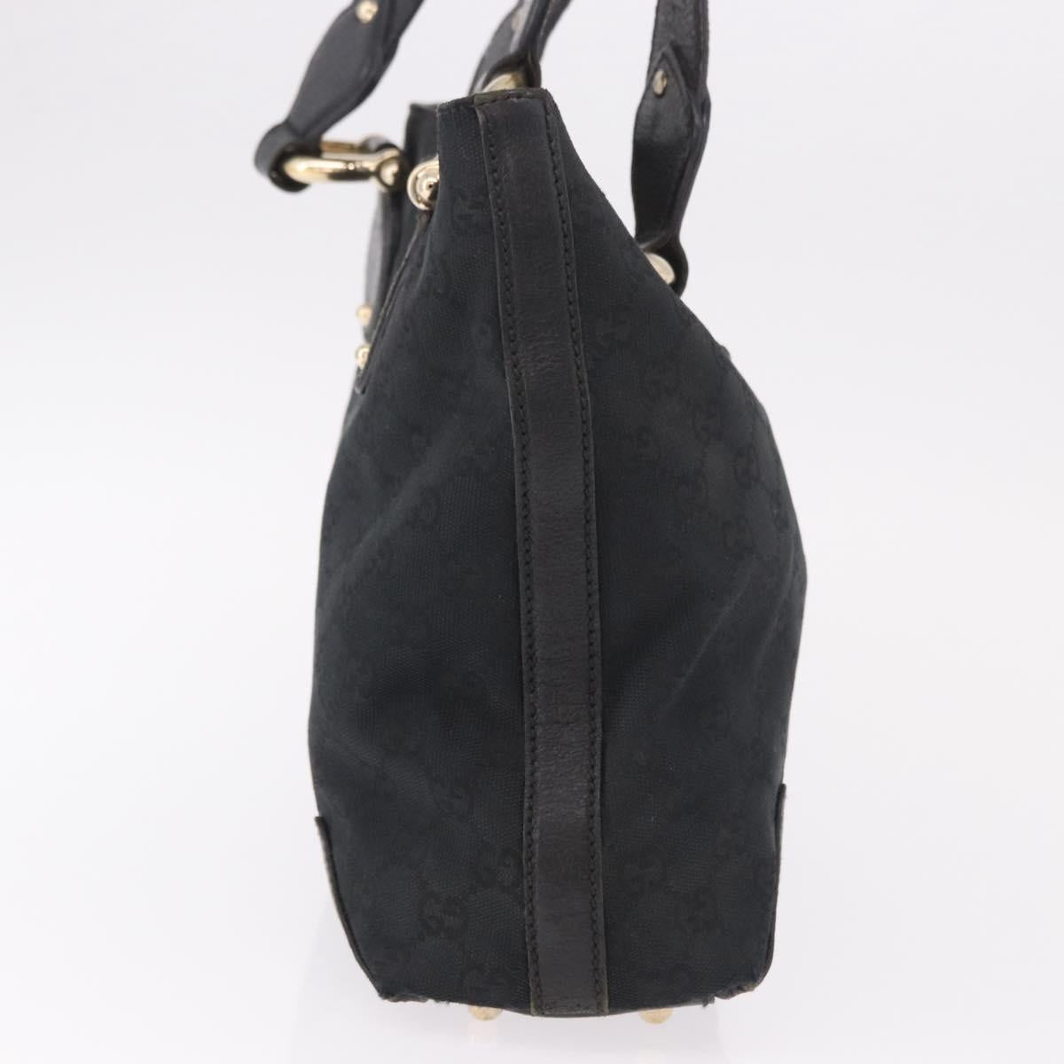 GUCCI GG Canvas Hand Bag Black Gold 153024 Auth 186680