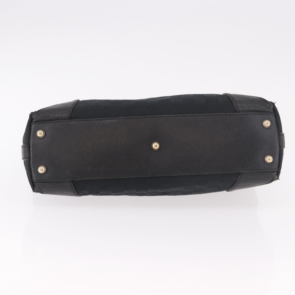 GUCCI GG Canvas Hand Bag Black Gold 153024 Auth 186680