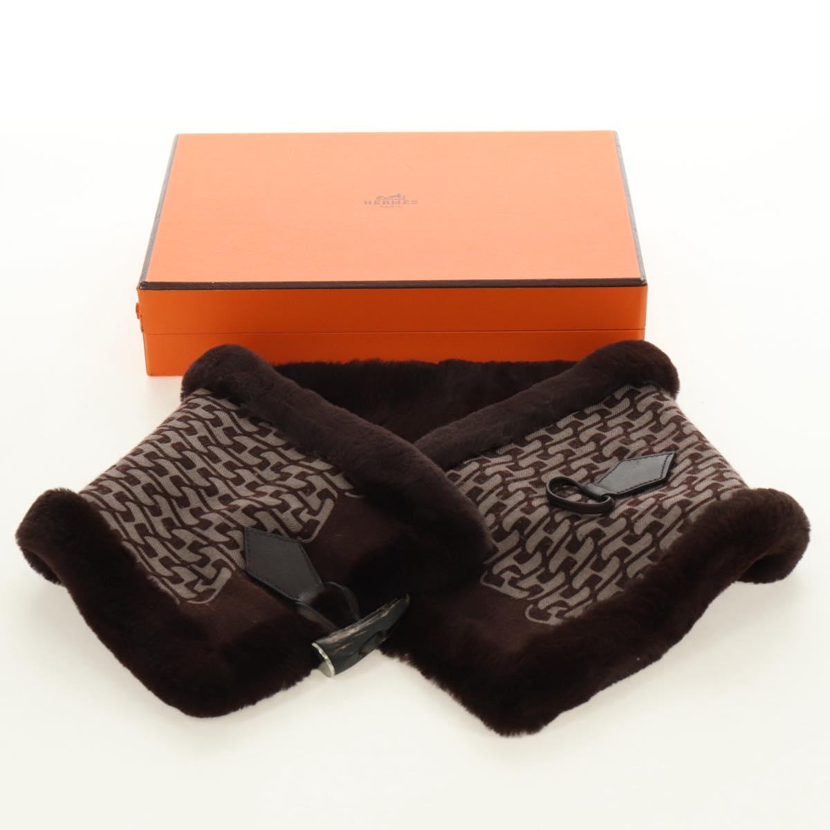 HERMES Scarf Orirag Brown Auth 186683M
