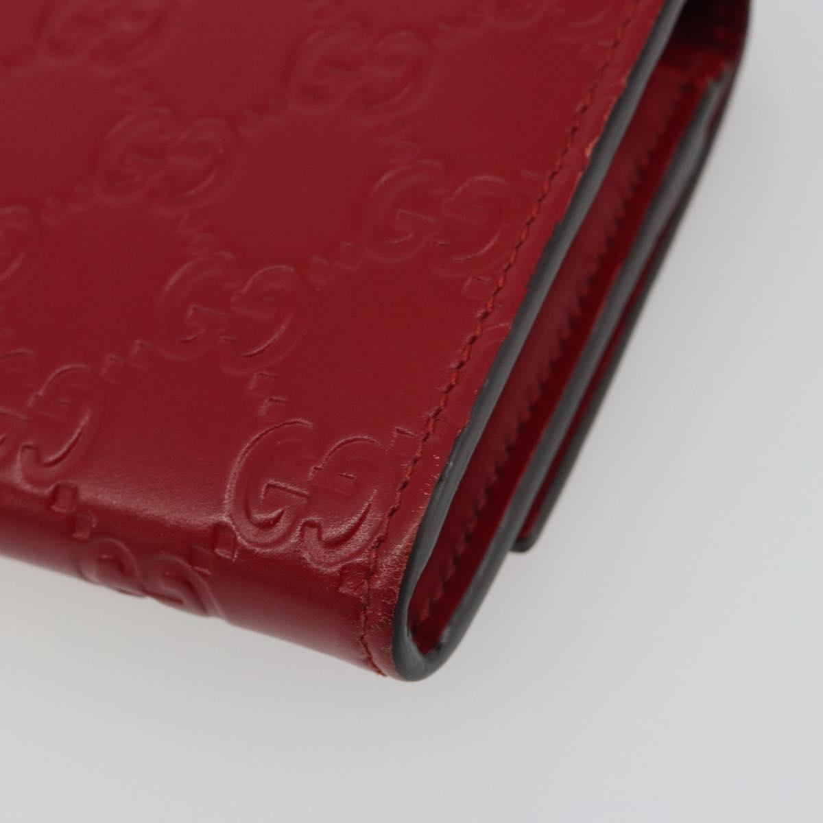 GUCCI GG Canvas Guccissima Long Wallet Leather Red Gold 388679 Auth 186684A