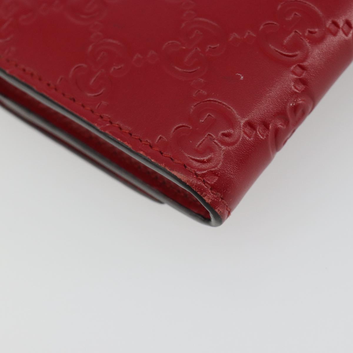 GUCCI GG Canvas Guccissima Long Wallet Leather Red Gold 388679 Auth 186684A