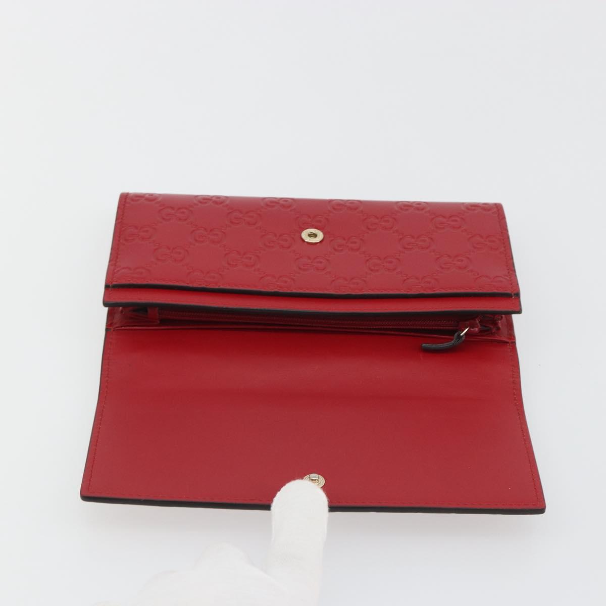 GUCCI GG Canvas Guccissima Long Wallet Leather Red Gold 388679 Auth 186684A
