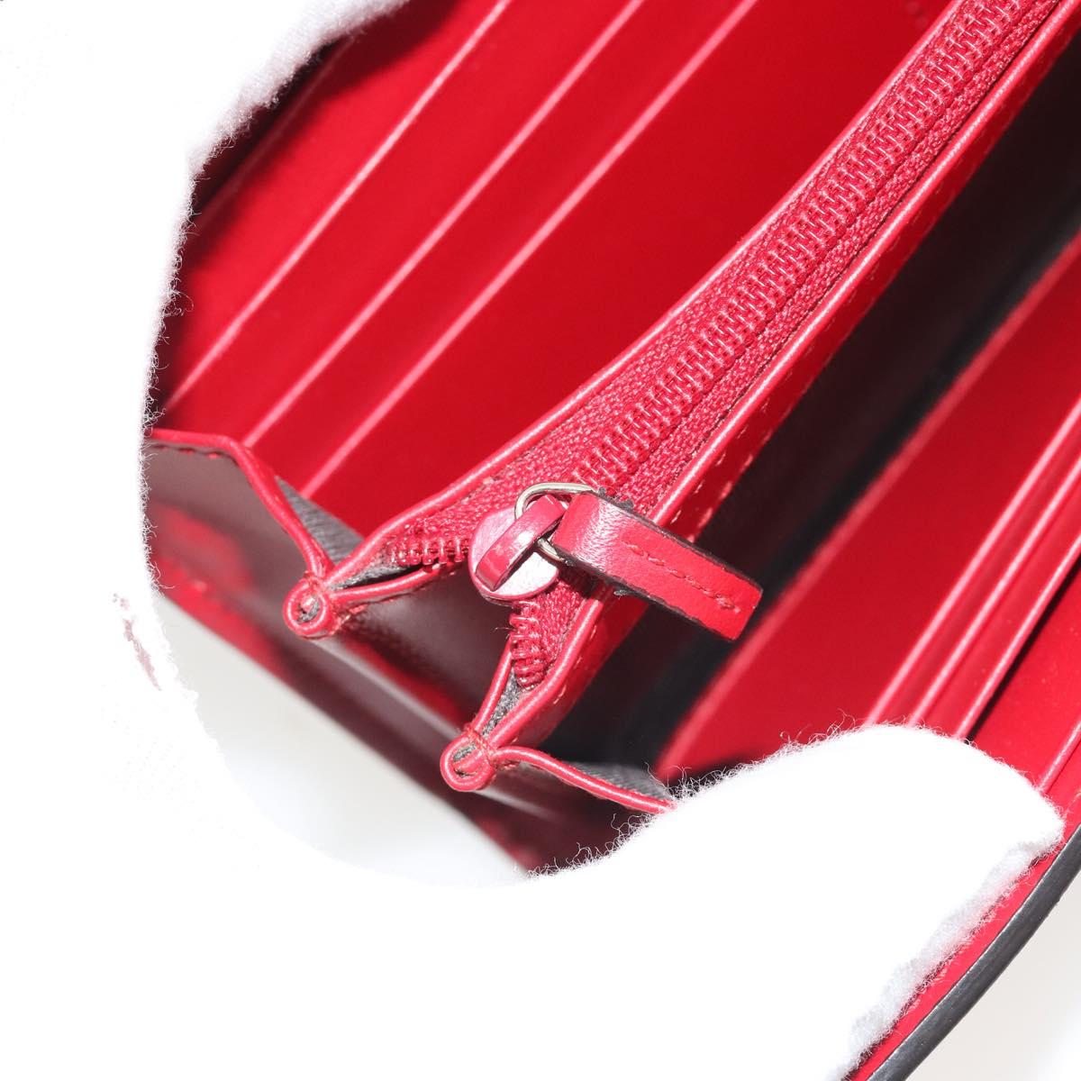GUCCI GG Canvas Guccissima Long Wallet Leather Red Gold 388679 Auth 186684A