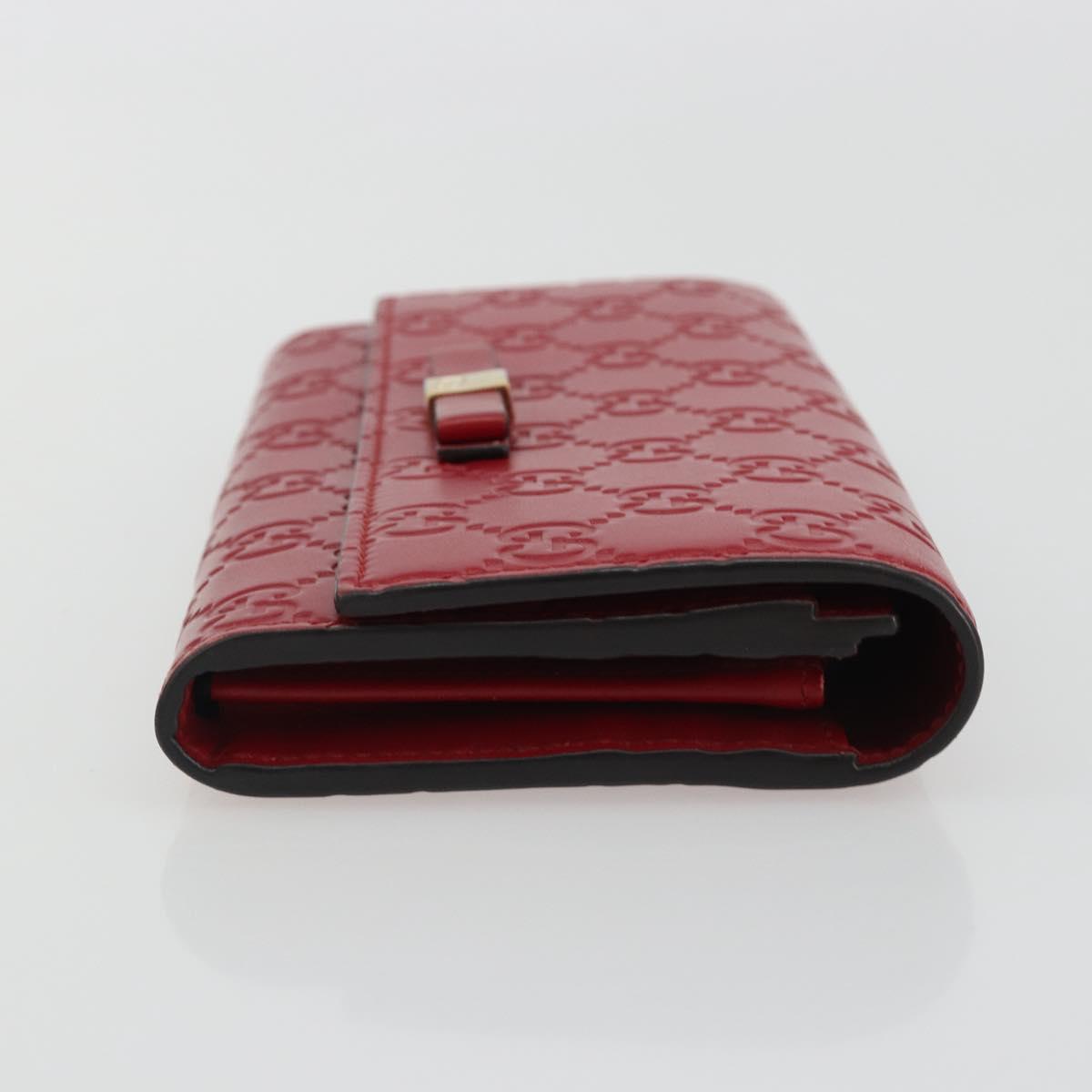 GUCCI GG Canvas Guccissima Long Wallet Leather Red Gold 388679 Auth 186684A