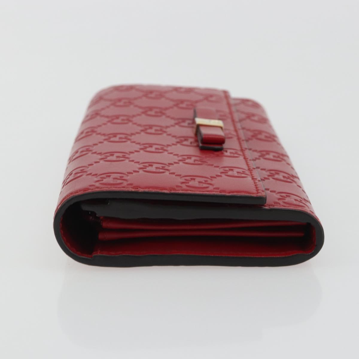 GUCCI GG Canvas Guccissima Long Wallet Leather Red Gold 388679 Auth 186684A