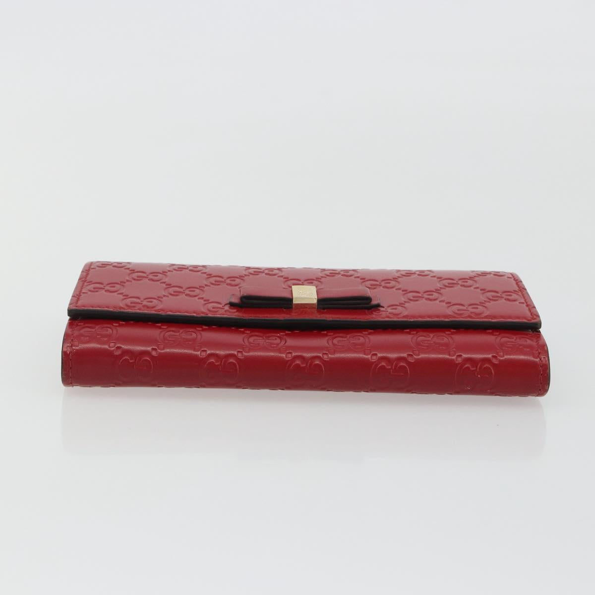 GUCCI GG Canvas Guccissima Long Wallet Leather Red Gold 388679 Auth 186684A