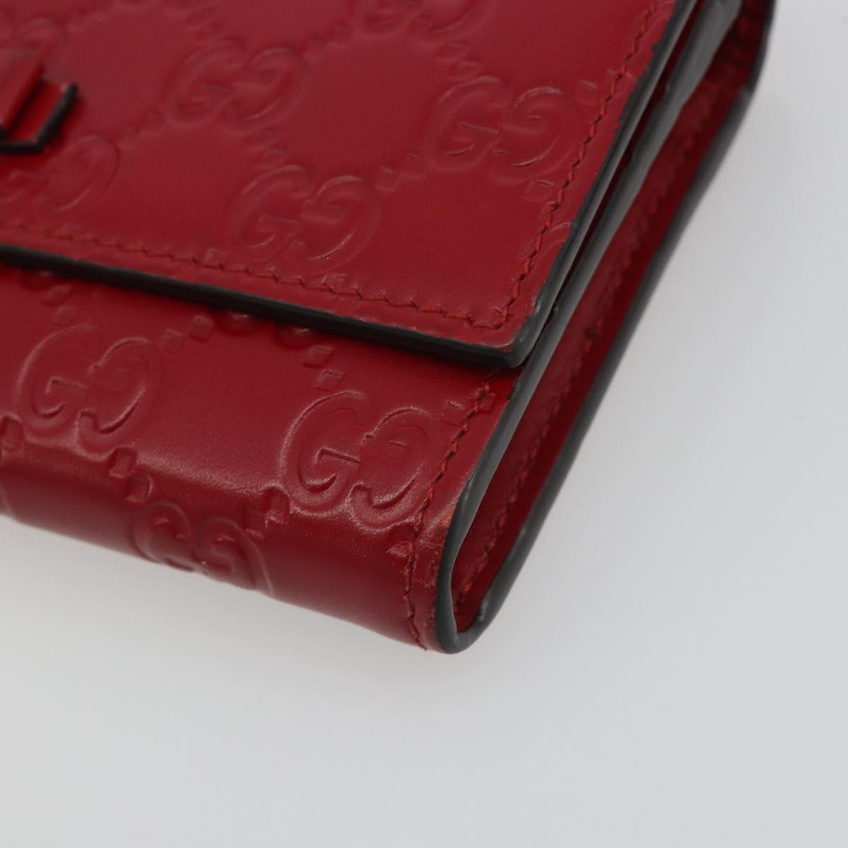 GUCCI GG Canvas Guccissima Long Wallet Leather Red Gold 388679 Auth 186684A