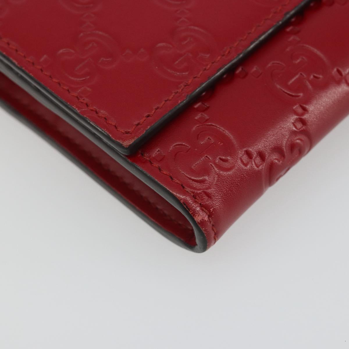 GUCCI GG Canvas Guccissima Long Wallet Leather Red Gold 388679 Auth 186684A