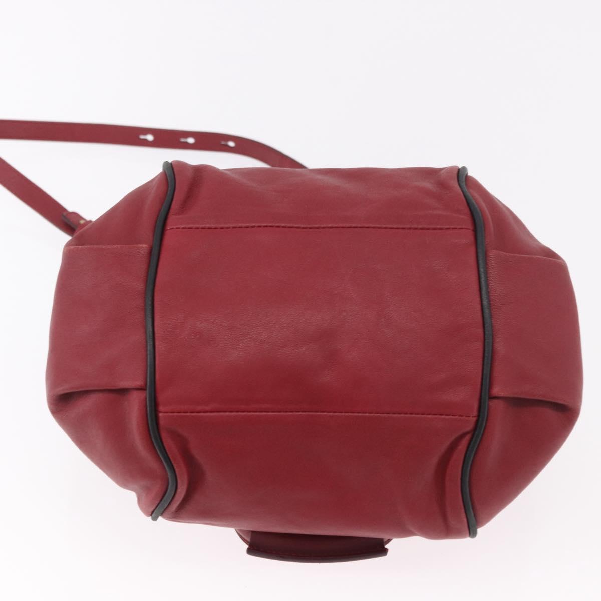 Chloe Etel Hand Bag Leather 2way Red Gold Auth 186692