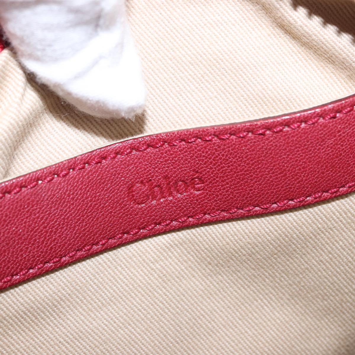 Chloe Etel Hand Bag Leather 2way Red Gold Auth 186692