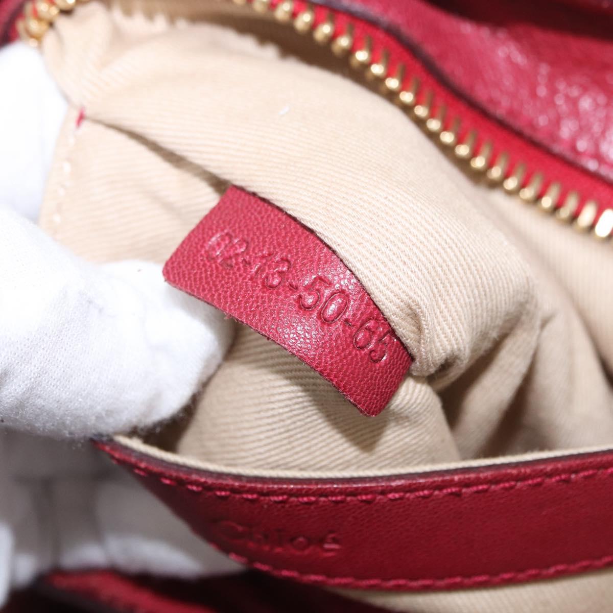Chloe Etel Hand Bag Leather 2way Red Gold Auth 186692