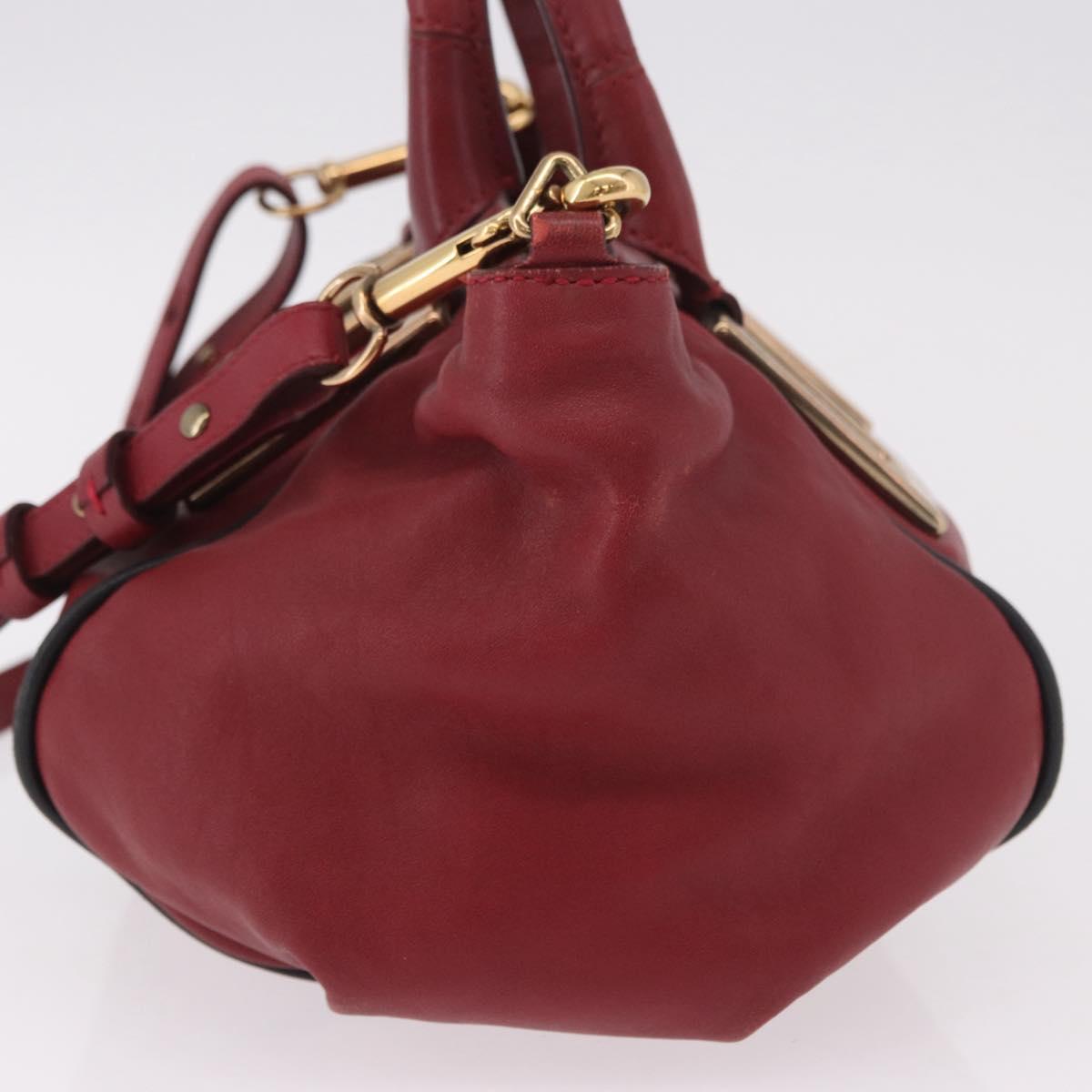 Chloe Etel Hand Bag Leather 2way Red Gold Auth 186692