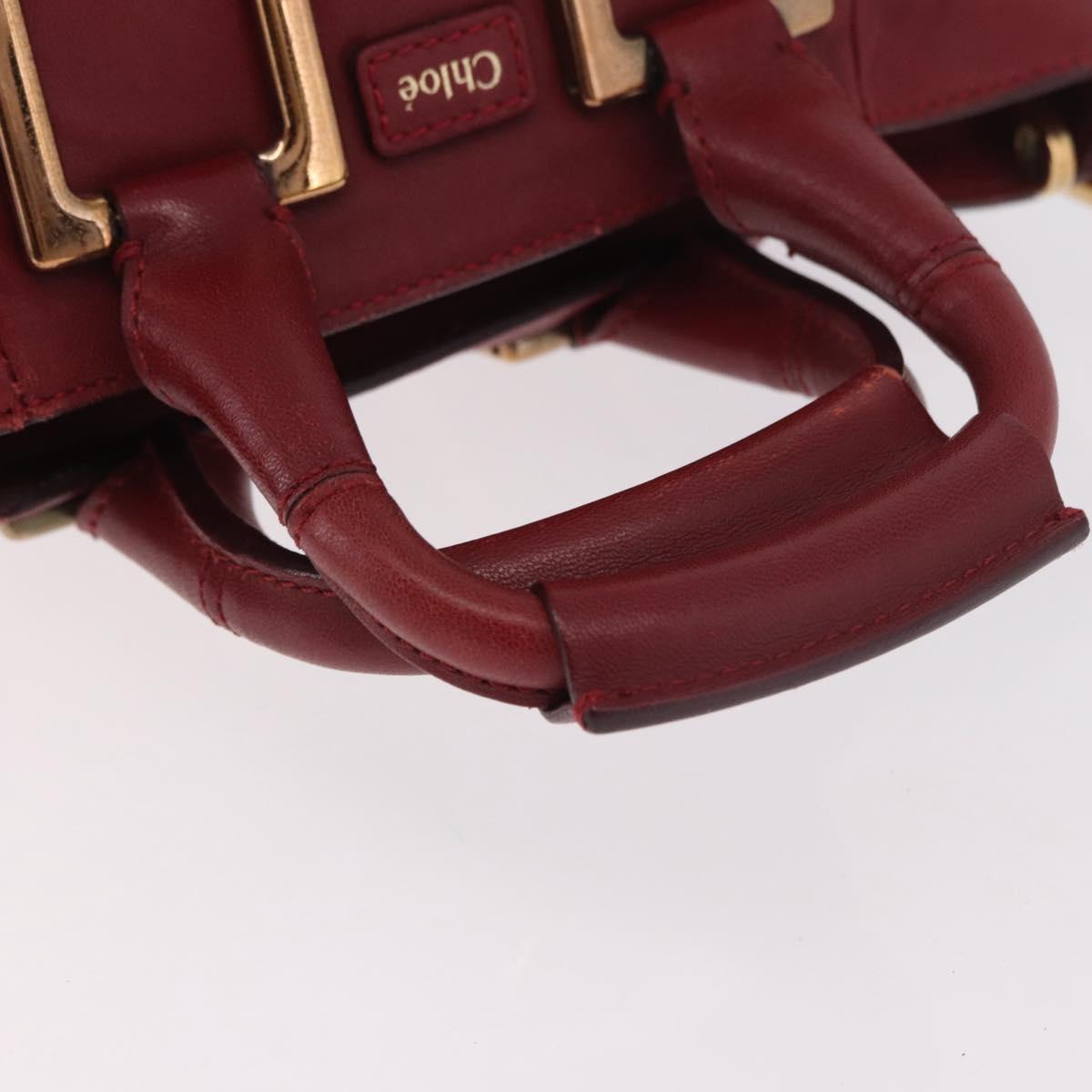 Chloe Etel Hand Bag Leather 2way Red Gold Auth 186692