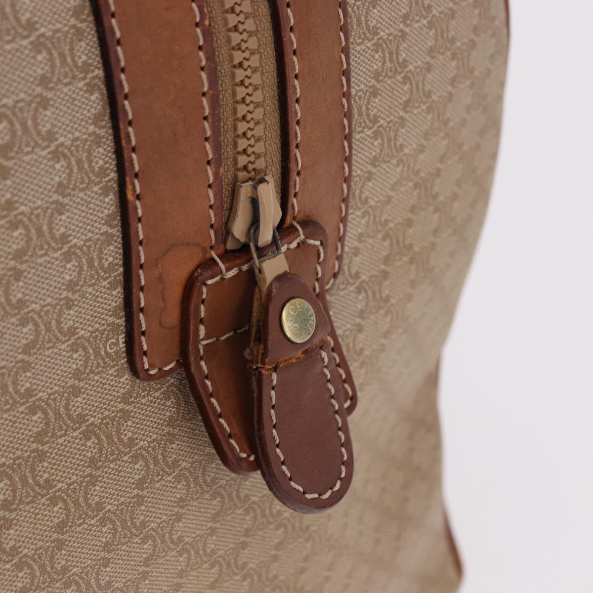 CELINE Macadam Canvas Hand Bag PVC Beige Gold Auth 186693