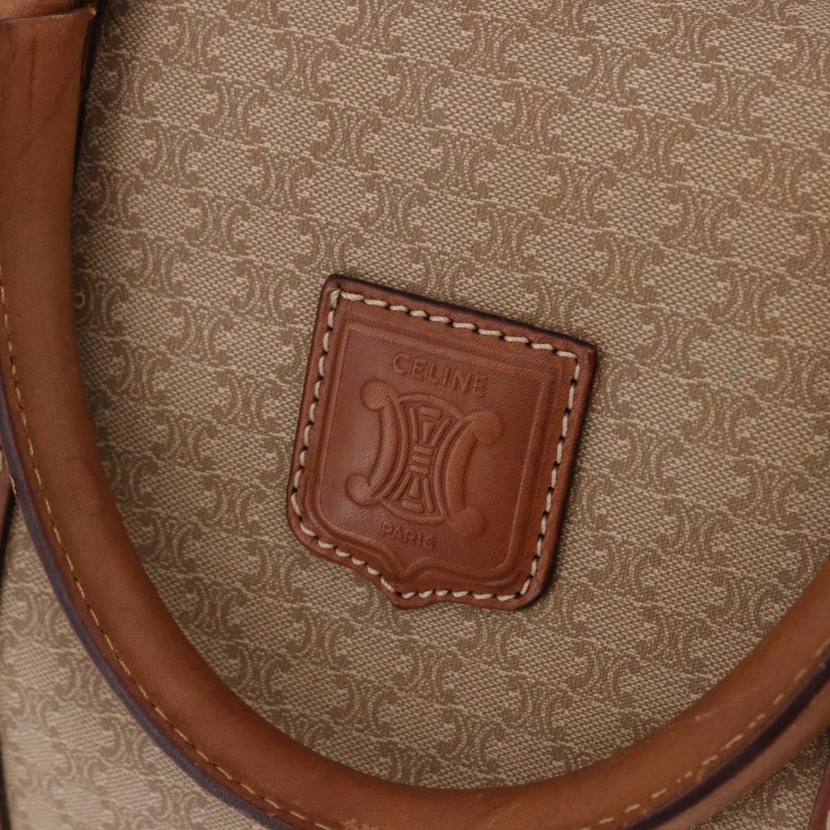 CELINE Macadam Canvas Hand Bag PVC Beige Gold Auth 186693