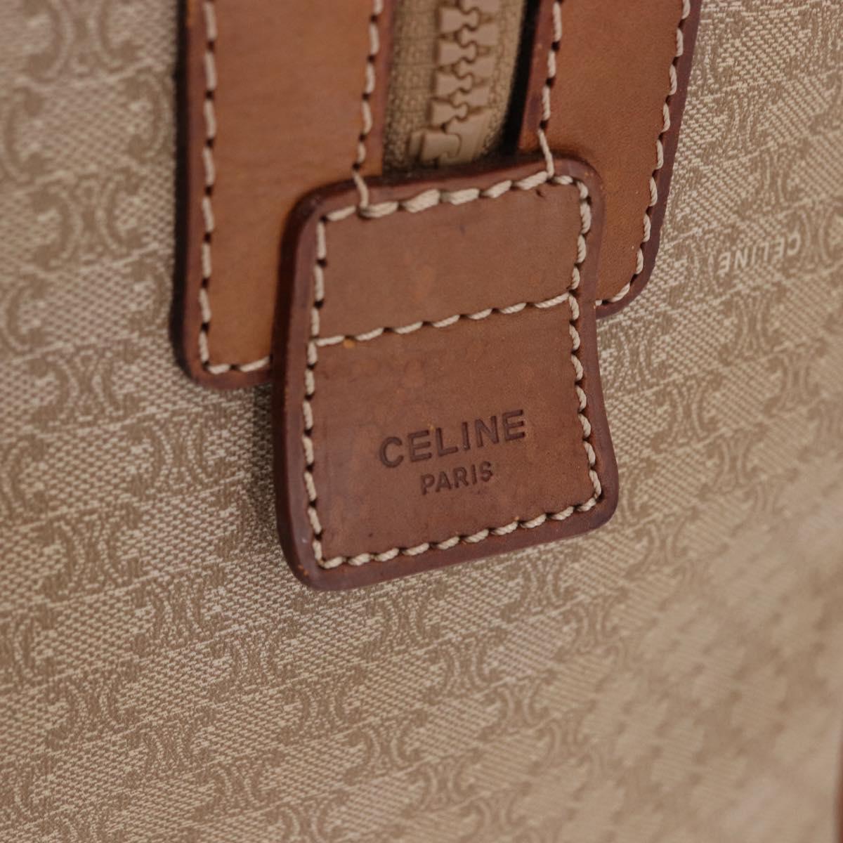 CELINE Macadam Canvas Hand Bag PVC Beige Gold Auth 186693